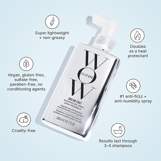 COLOR WOW Dream Coat Supernatural Spray - Keep Your Hair Frizz - Free and Shiny No Matter the Weather with Award - Winning Anti - Frizz Spray - Made for pilot