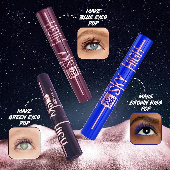 Maybelline New York Lash Sensational Sky High Mascara, Volumising & Lengthening Mascara, Washable Flake - Free Formula Infused with Bamboo Extract & Fibres, 7 ml, Shade: 01, Black - Made for pilot