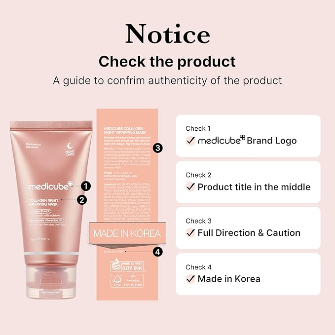 Medicube Collagen Night Wrapping Cream || Overnight Sleeping Mask to protect skin elasticity with Collagen | Skin elasticity visible improved | Korean skincare (1.69fl.oz.) - Made for pilot
