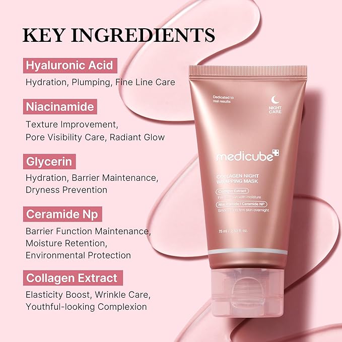Medicube Collagen Night Wrapping Cream || Overnight Sleeping Mask to protect skin elasticity with Collagen | Skin elasticity visible improved | Korean skincare (1.69fl.oz.) - Made for pilot