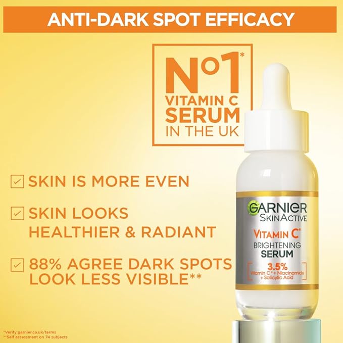 Garnier SkinActive Vitamin C Day Serum, Anti - Dark Spot and Brightening Face Serum for All Skin Types, 30 ml - Made for pilot